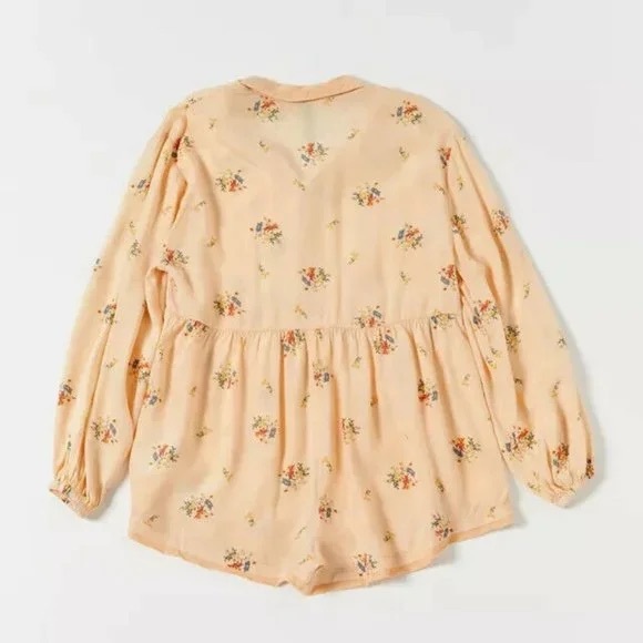 Out From Under by Urban Outfitters pastel pink floral oversized romper size S - Picture 2 of 6